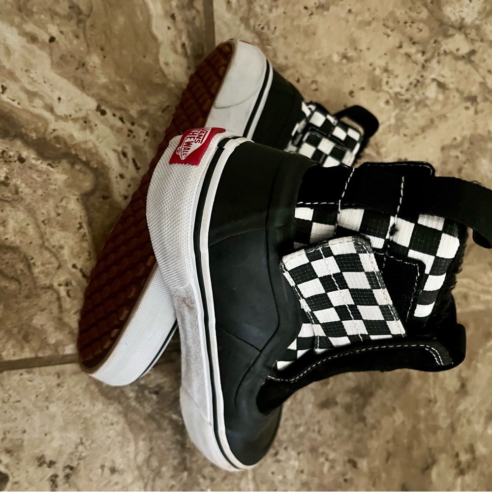Vans Kids Black and White Checkered High-Top Sneaker Boots